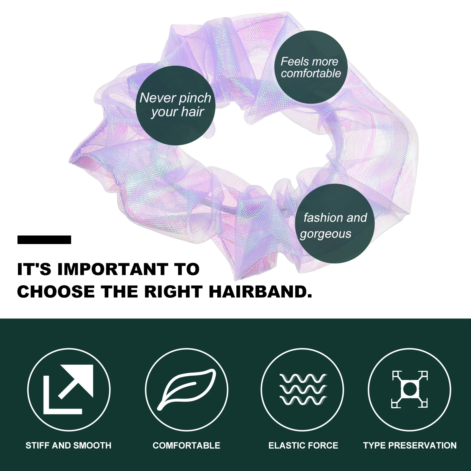 

4pcs Mesh Scrunchies Elastic Organza Hair Ties for Women Ponytail Holders Soft Comfortable Decorative Hair Rings Long-Lasting