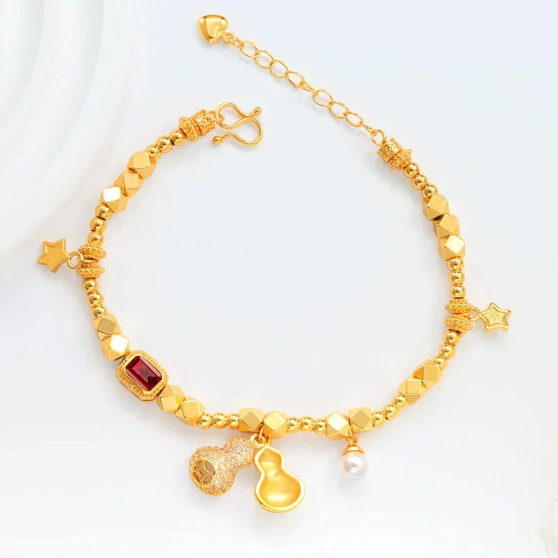 

Gold Color Geometry Dot Coin Gourd Pearl Star Bracelet Inlaid Zircon Bracelets Exquisite Gift for Girlfriend KOFSAC