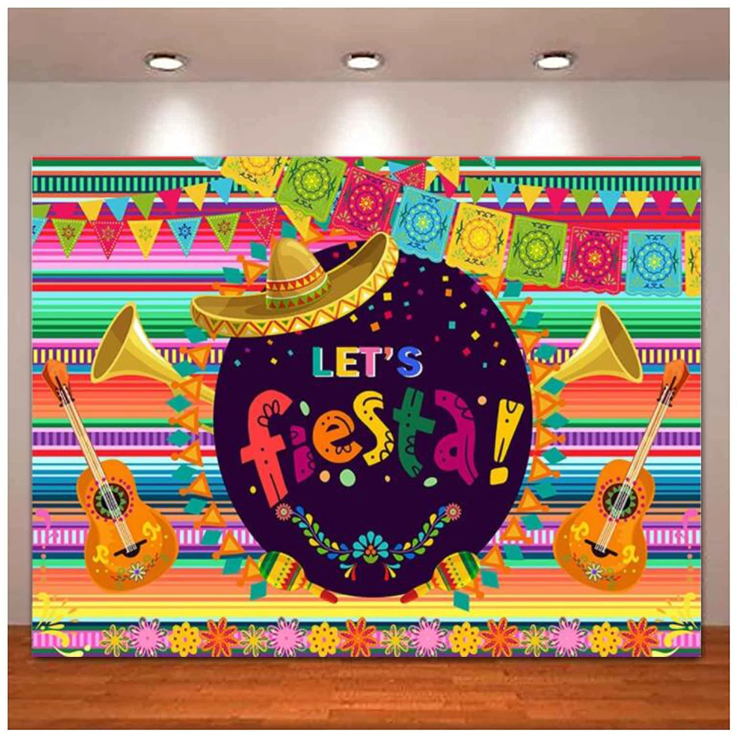 Fiesta Photography Backdrop For Party Cinco de Mayo Cactus Taco Birthday Party Decor Mexican Dress-up Photo Booth Background