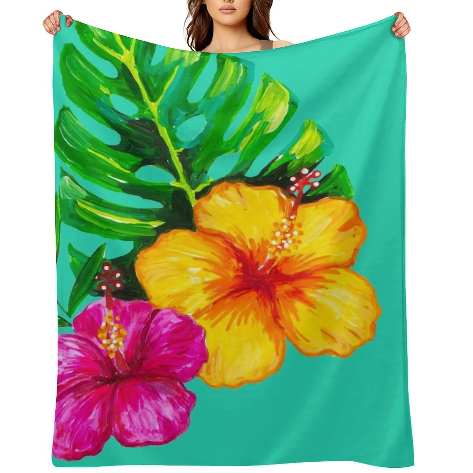 

Natural Wonders - The Hibiscus Throw Blanket Single Vintage warm for winter Plaid on the sofa Blankets