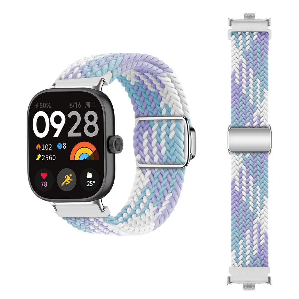 Nylon Magnetic Strap For Xiaomi Redmi Watch 4 Braided Solo Loop Replacement Bracelet Correa for Xiaomi Mi Band 8 Pro Wrist Strap