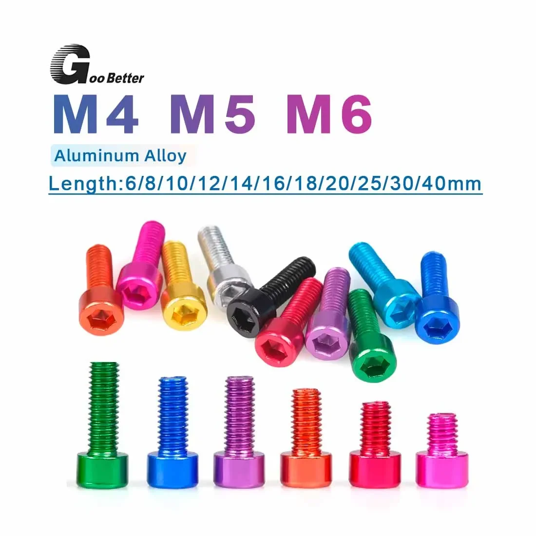 

10pcs 7075 aluminum Allen socket Screw M5 M6Colourful Aluminum Hex Hexagon Socket Cap Head Machine Screw Bolts