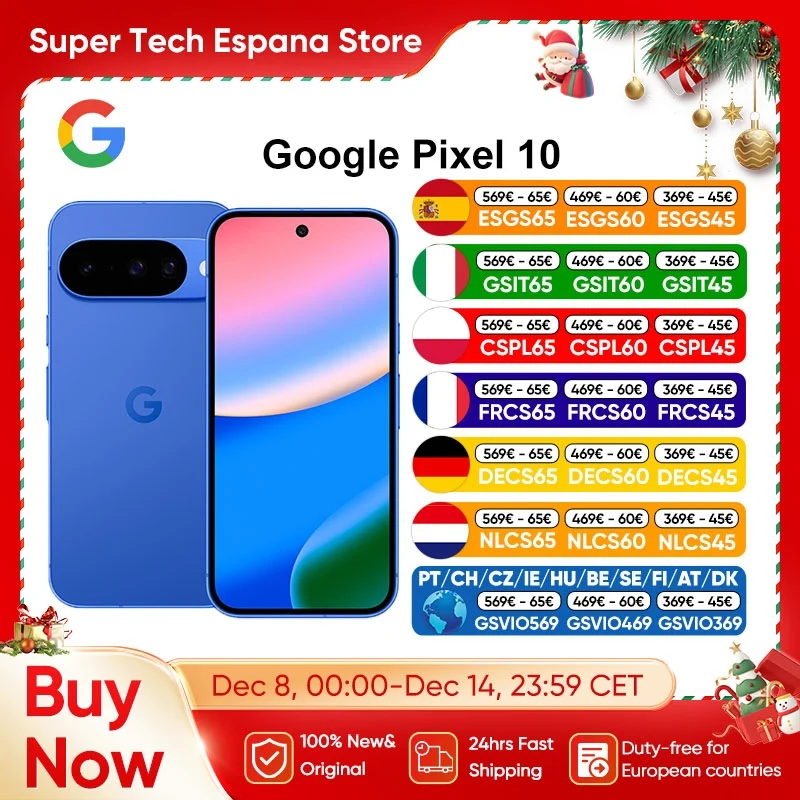 Globel Version Google Pixel 10 5G Android Smartphone 6.3″ 120Hz OLED Supe…