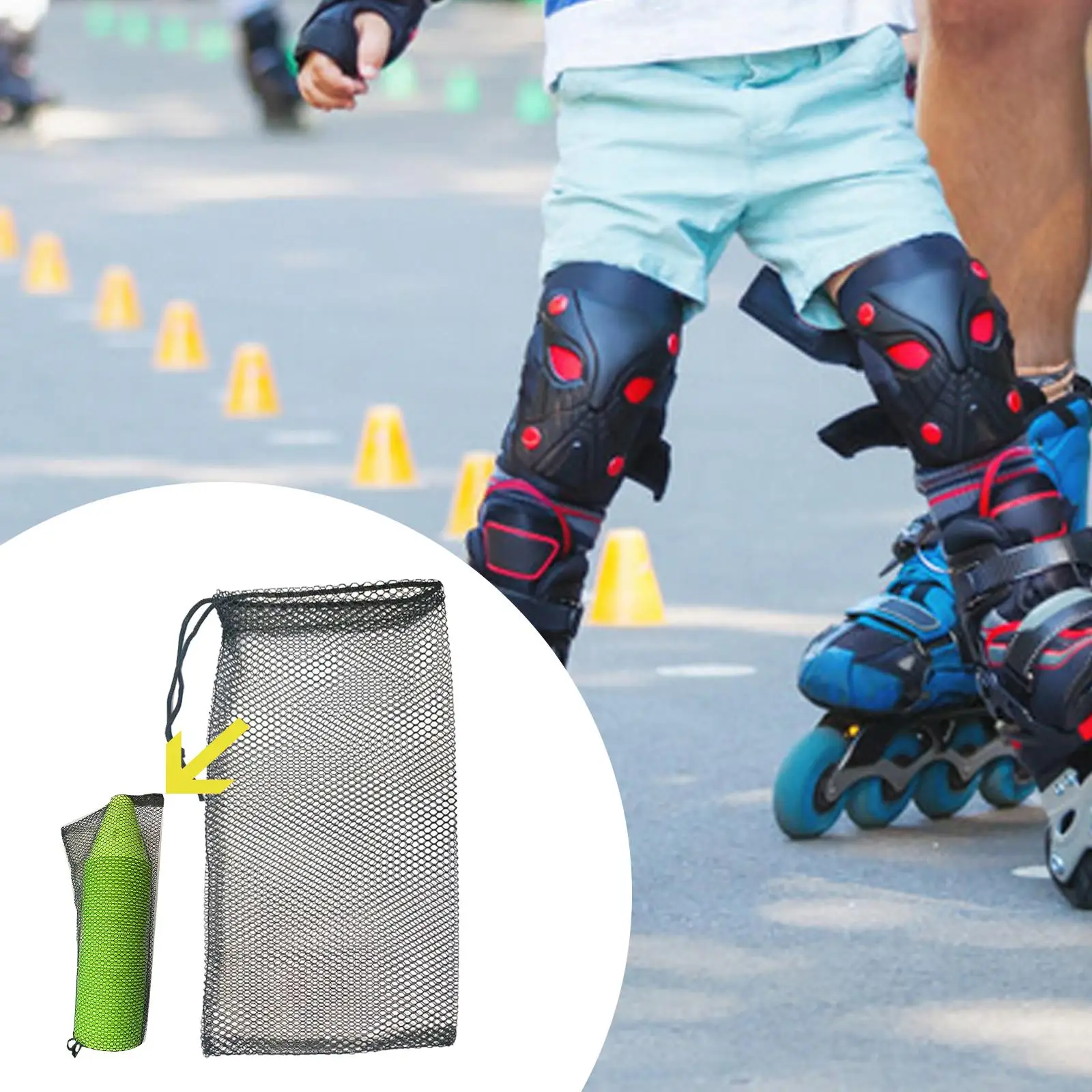 Mesh tas untuk Skating kerucut tas penyimpanan hitam untuk sepak bola Slalom kerucut Roller Skating olahraga kerucut latihan kelincahan penanda kerucut