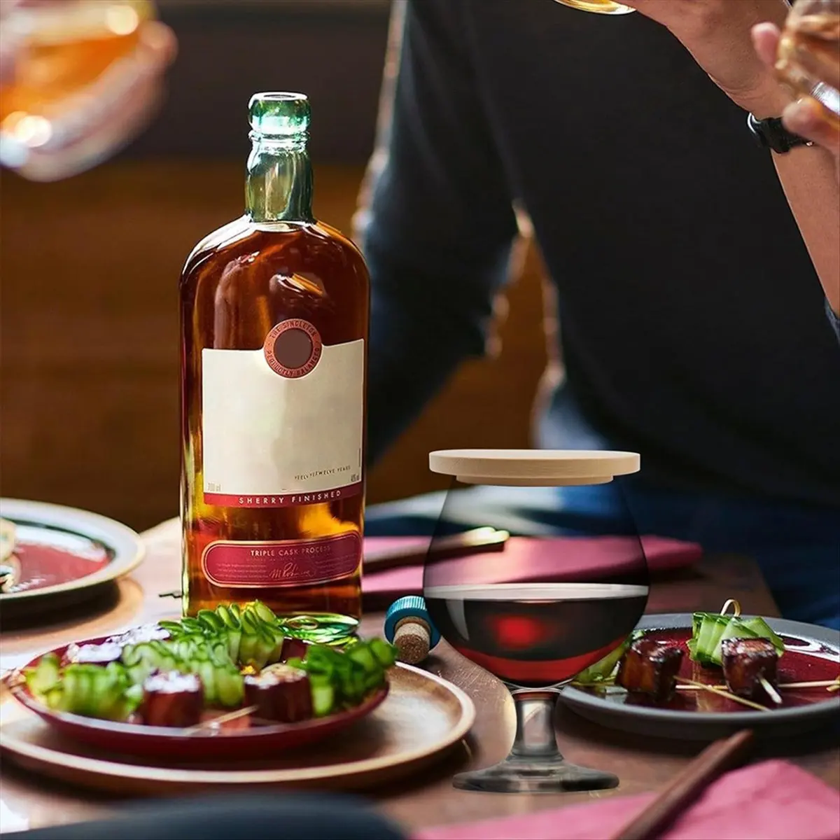 【ABFS】6 PCS Wine Glass Covers Wood Drinking Glass Lids to Keep Bugs Out Wood Water Glass Toppers Keeps Debris and Dust
