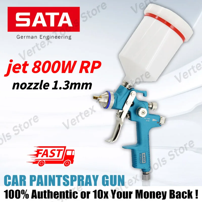 SATAjet 800W RP Automotive Paint Spray Gun 1.3mm Gravity Feed Water Based Basecoat Clearcoat Pneumatic Tool for Car Repair