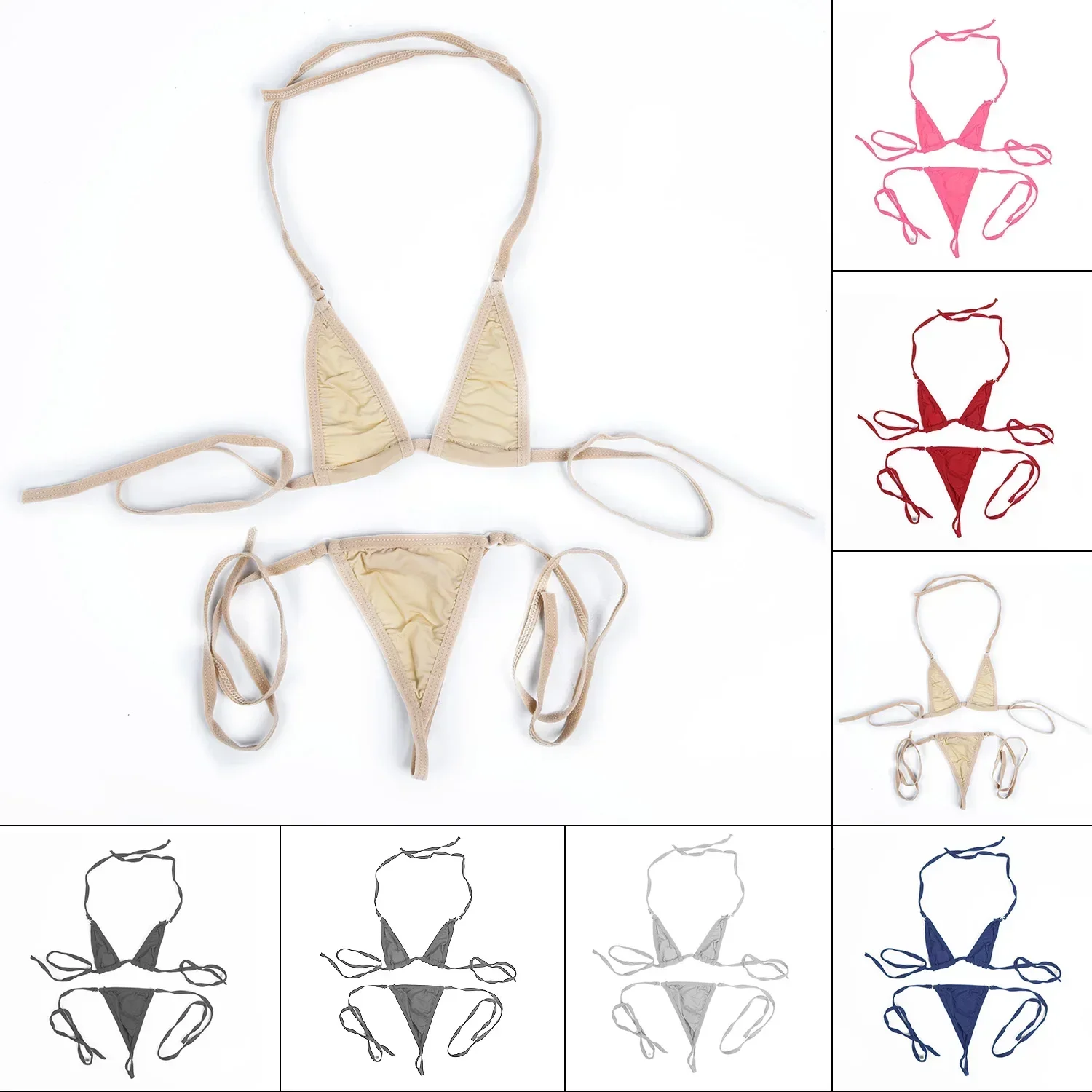 Sutiã tanga de poliéster para mulheres, roupa íntima, super bralette, superior e inferior, várias cores, cuecas breves