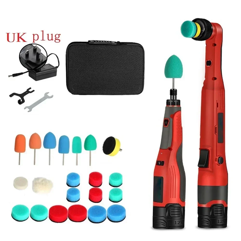 ROOA 12V Cordless Car Polisher  Mini Polishing Machine Kit  Wireless Auto Detailing Waxing  Quick Replacement Polishing Heads