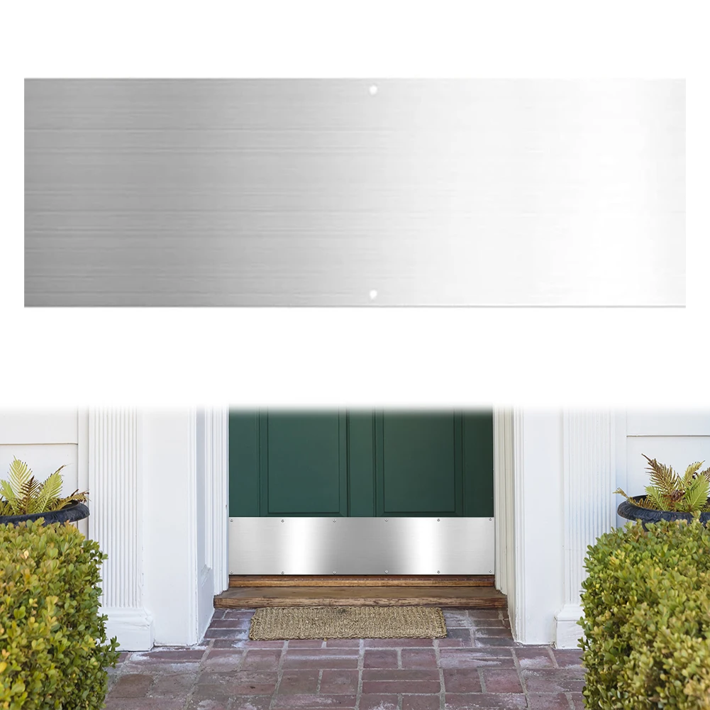 2Pcs Door Kick Plates with Screws Door Protector Plate Stainless Steel Metal Kick Plate for Door Avoid From Kicking