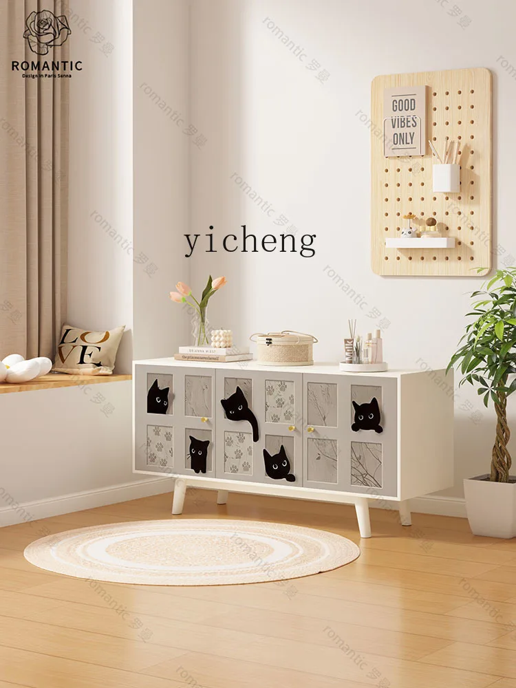 ZC Home Entrance Cabinet Living Room and Kitchen Solid Wood Storage Sideboard Cabinet Bedroom Bed Front Cabinet