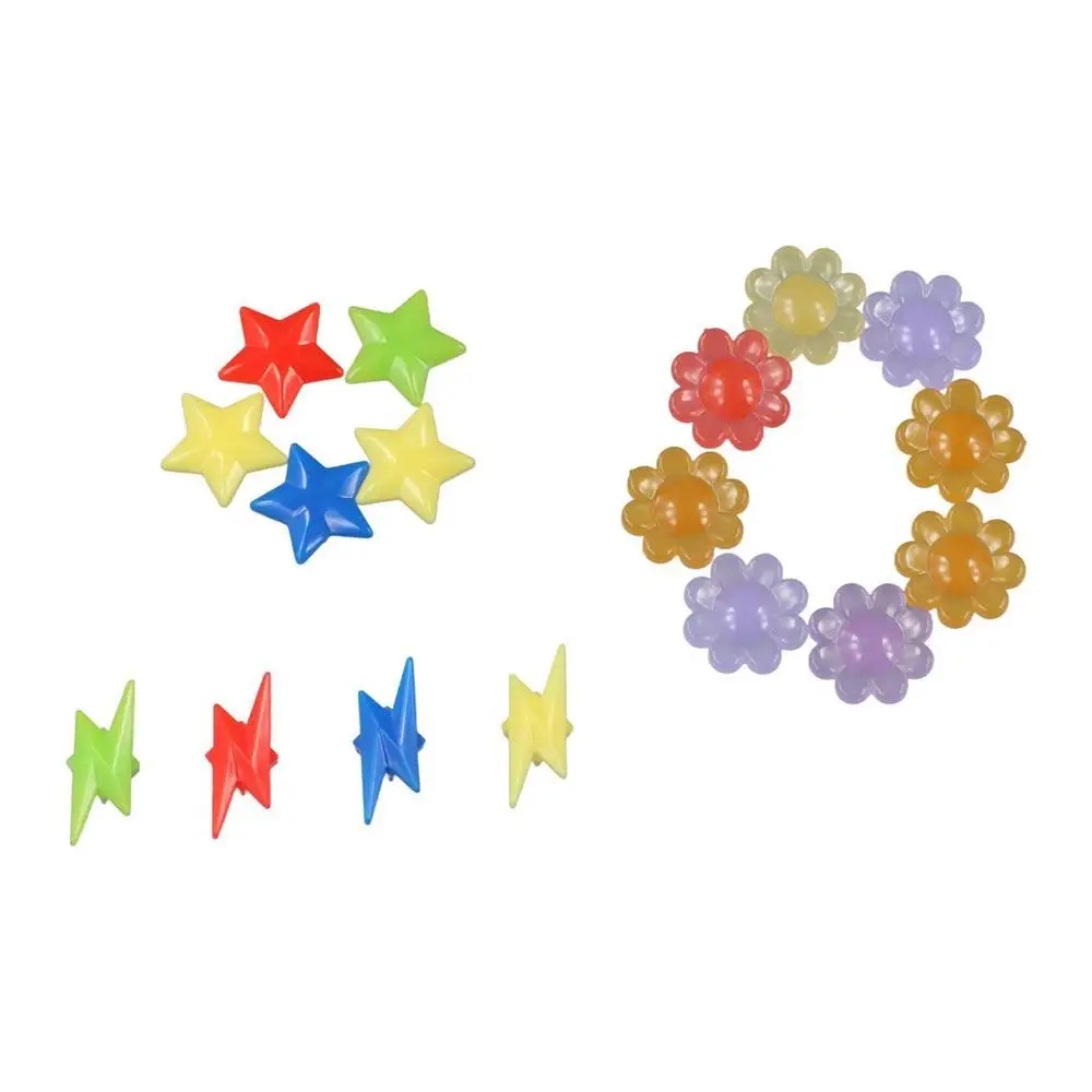 20PCS Colorful Spoke Beads Mixed Color Star Bicycle Wheel Spoke Beads Plastic Glow Wheel Stripe Colored Bead Children Gifts