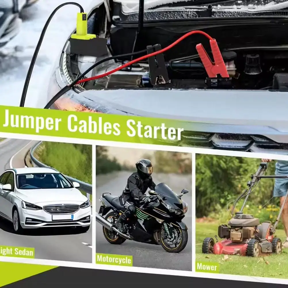 

For 18V Li-ion Battery Jumper Cables Jump Kit 8AWG Adapter Jump Starting Cable Battery Booster Cable Auto Power F3X9