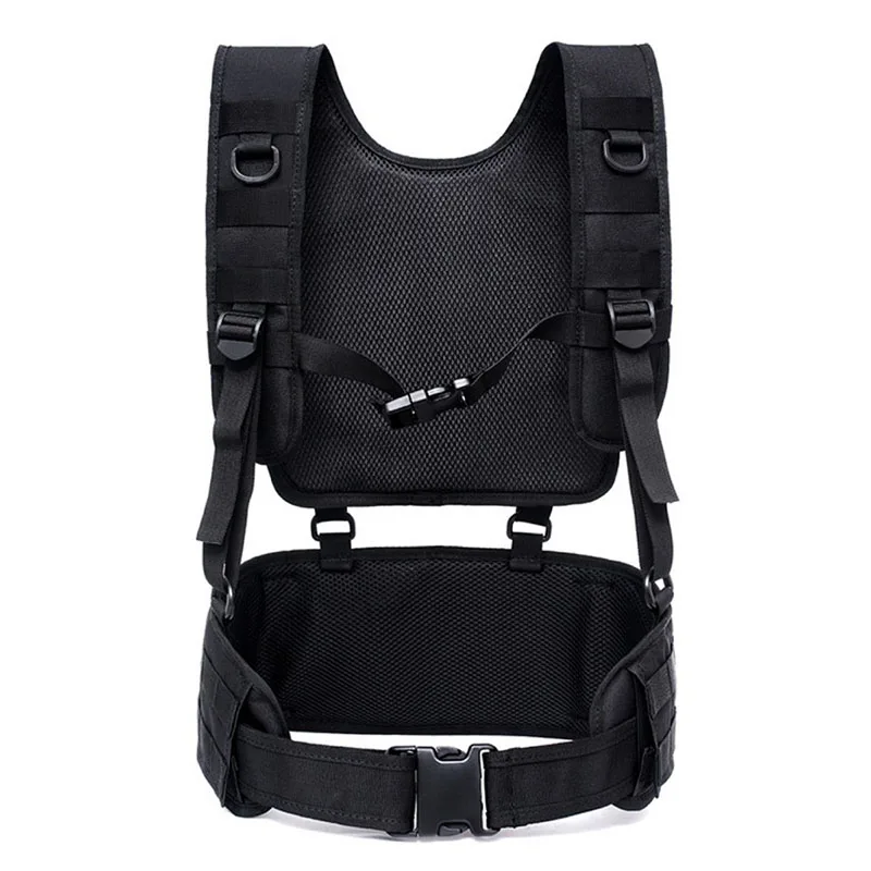 Tactical Belt Miliatry Combat Suspender Waist Belt Gear Molle Chest Rig Vest Outdoor Hunting War Battle Heavy Duty Waist Support