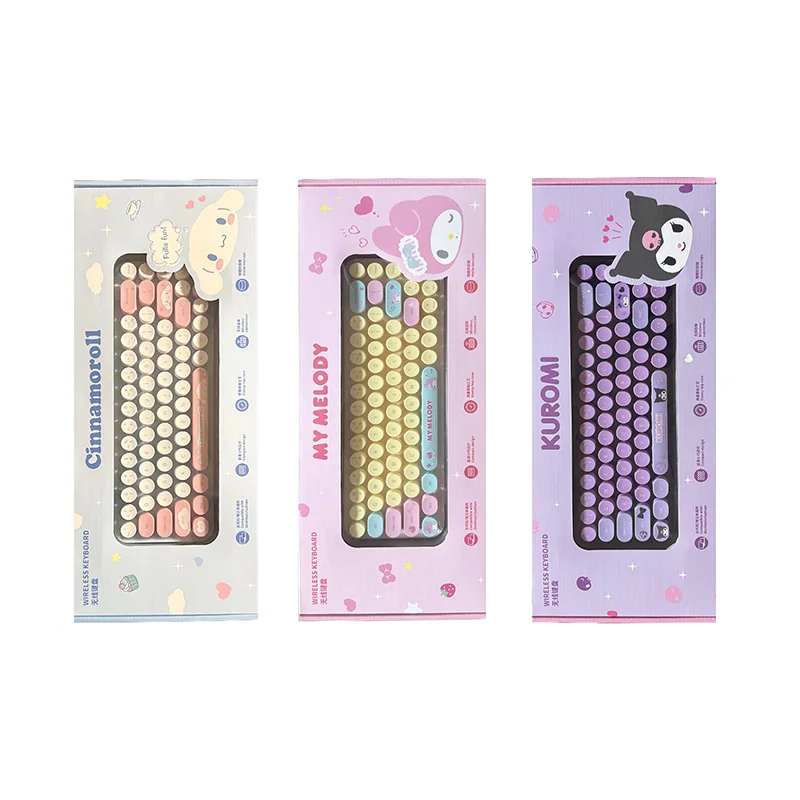 

Беспроводная клавиатура Cartoon Kuromi Cinnamoroll 2.4G, миниатюрная портативная клавиатура для ноутбуков, Macbook, ПК и компьютеров