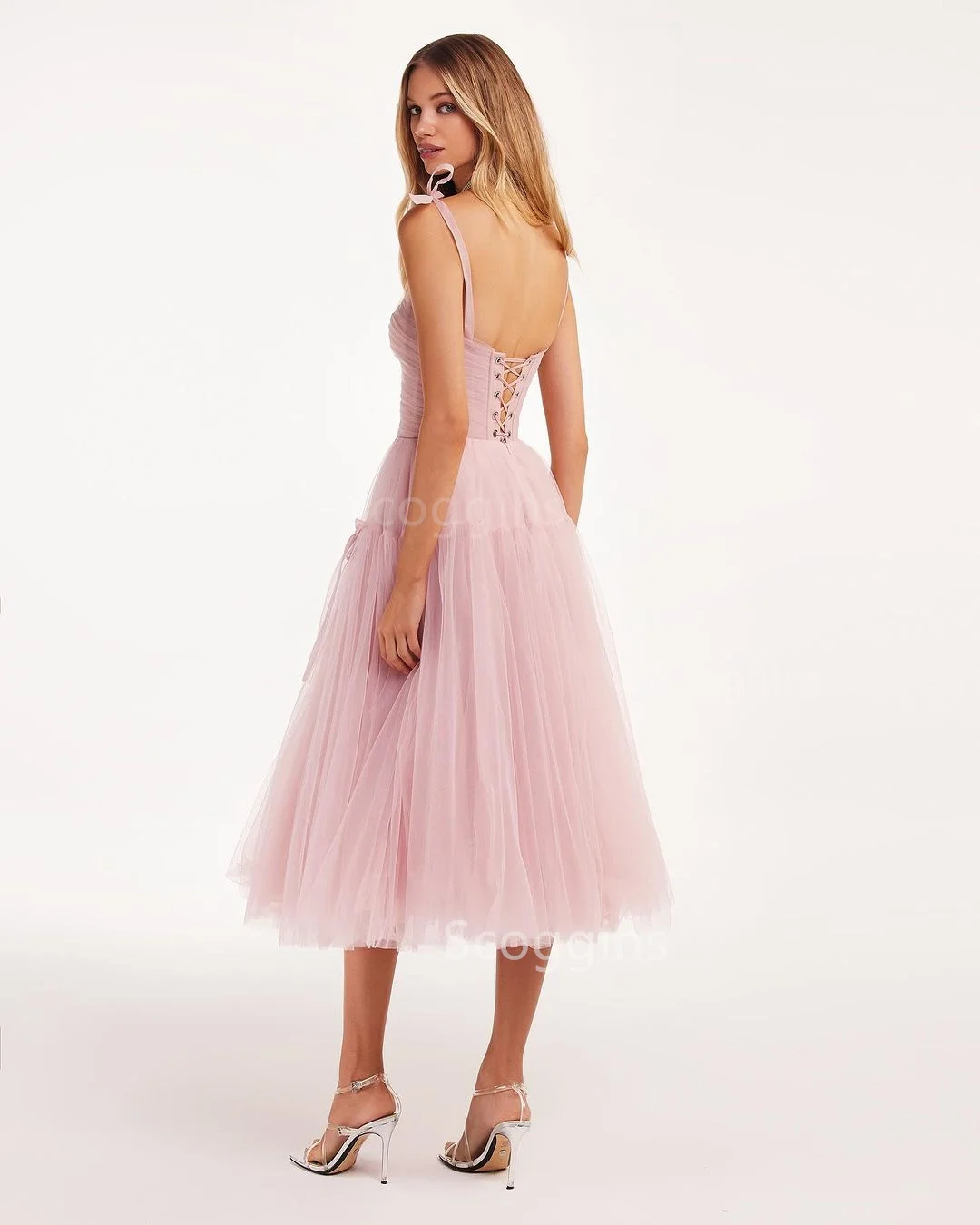 Jurken Voor Prom Wieden Roze Prom Dress Spaghettiband Sexy Rugloze Gelaagde Jarretel Tule Feestjurken Dames Vestido