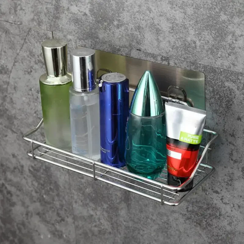 Stainless Steel Bathroom Storage Shelf Punch-Free Kitchen Bathroom Toilet Wall Hanging Storage Rack Acrylic shelf Racks Rack