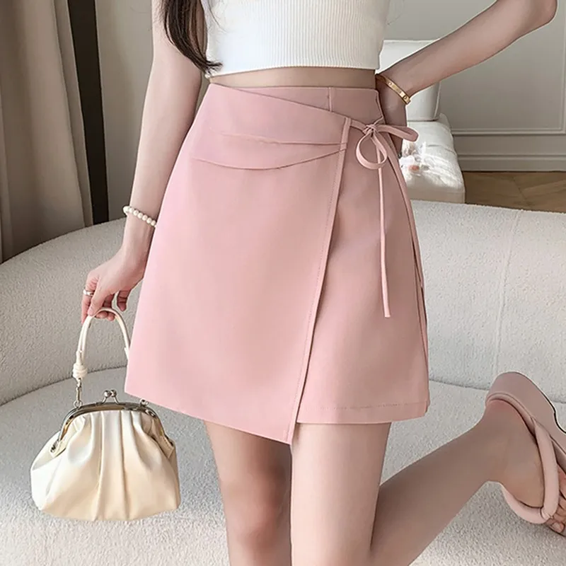 

High Waist Mini Skirt Women New Arrival 2024 Summer Korean Style Solid Color Basics OL Lady Elegant A-line Short Skirts W1746