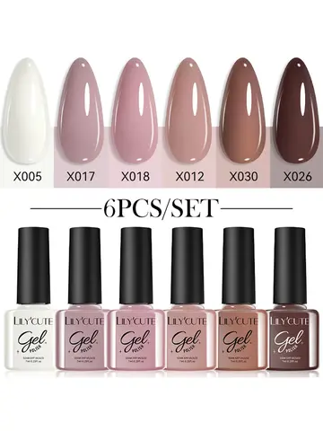 LILYCUTE 6Pcs/set 7ml Coffee Series Gel Nail Polish Kit 125 Colors Manicure Semi Permanent Soak Off UV Nail Art Gel Varnish