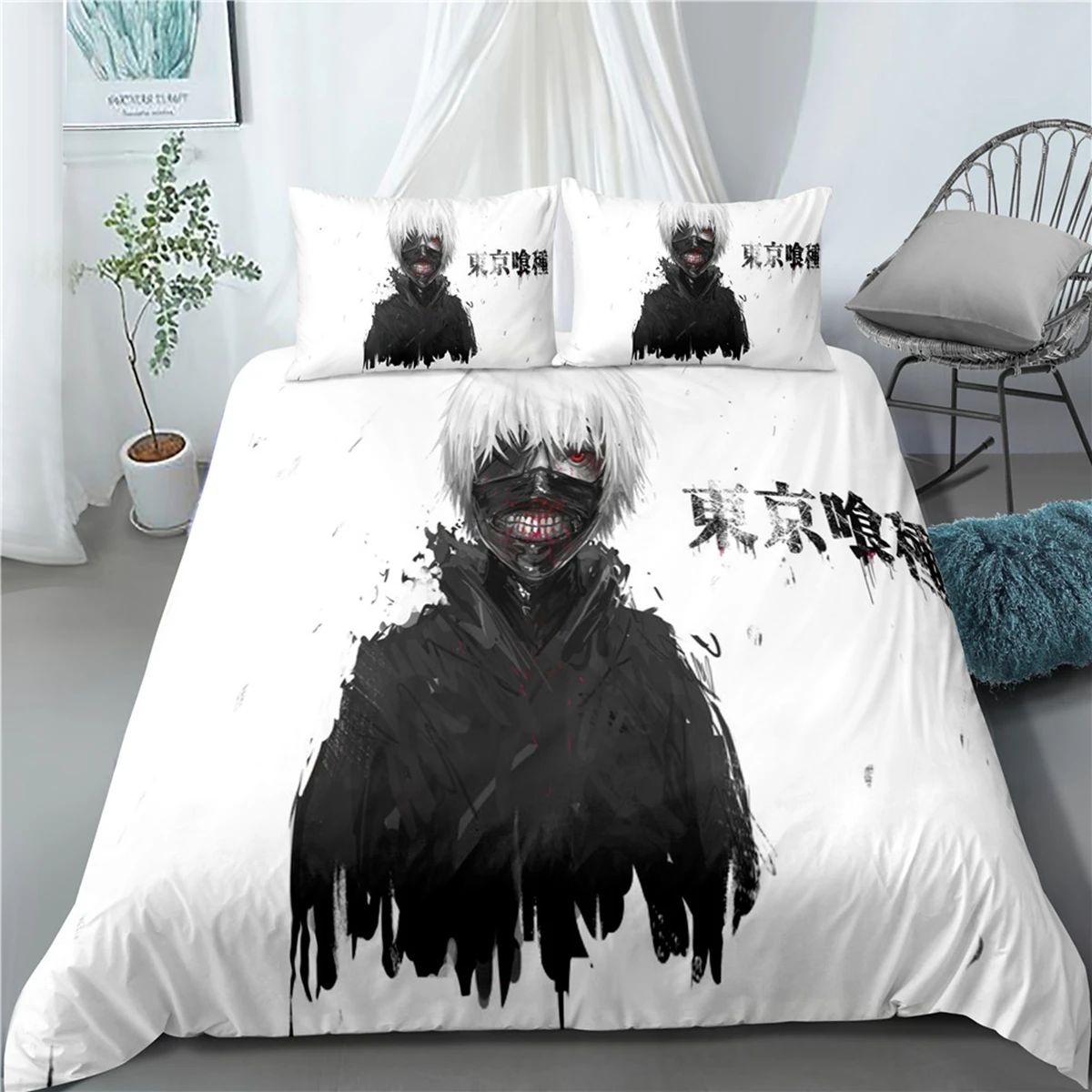 =Anime Tokyo Ghoul 3D Printed Bedding Set Duvet Covers Pillowcases Comforter Bedding Set Bedclothes Bed Linen