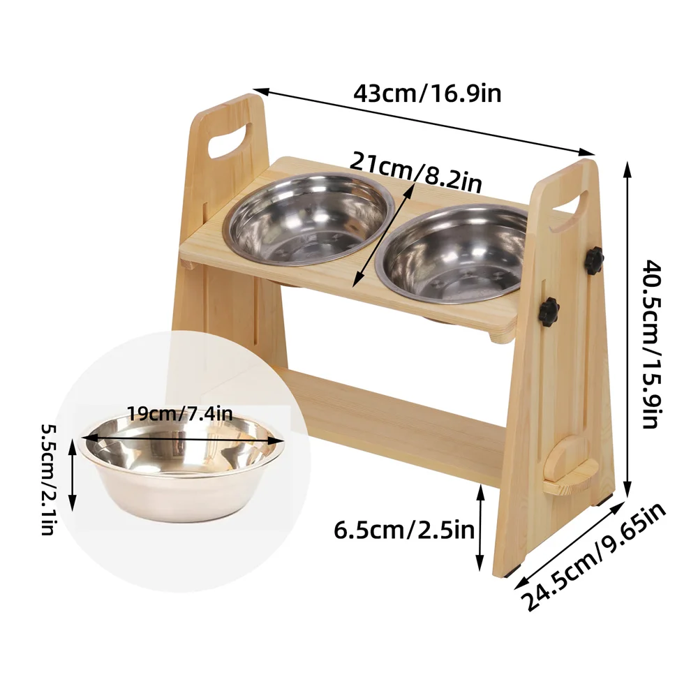 Height Adjustable Elevated Dog Bowls Tall Raised Feeder Stand Dog Food Water Bowl Feeder Station for Large Medium Small Dogs view 5