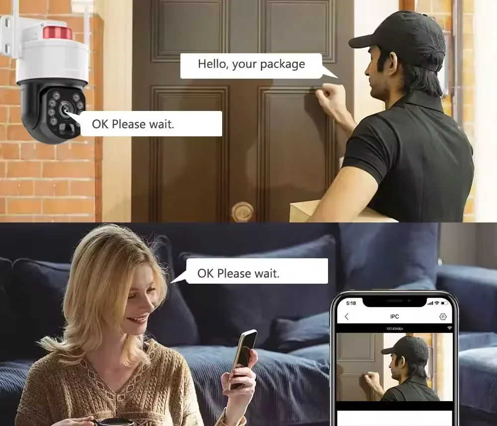 5MP 50X Zoom Optik Deteksi Manusia PTZ Pemantauan Audio Dua Arah IP Kamera Surya CCTV Keamanan Luar Ruangan Panel Surya WiFi