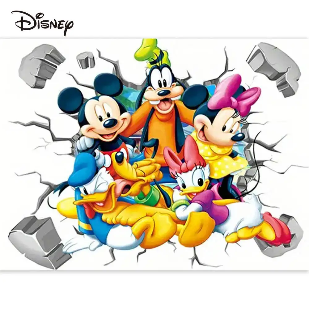 Pintura de diamante de Disney, suministros artesanales acrílicos de animales de Mickey Mouse, mosaico de perro, imagen de dibujos animados del Pato Donald, decoración de pared de diamantes de imitación