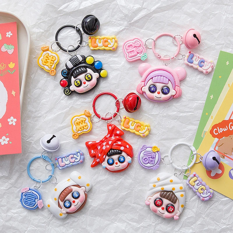 Kawaii Cartoon Anime Girls Keychain Sweet Cute Resin Key Holder Keyring Lovely Backpack Pendant Bag Decoration