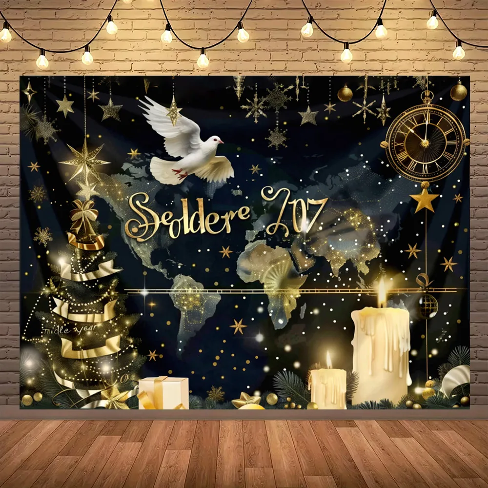 عيد ميلاد سعيد موضوع شجرة عيد الميلاد هدية الذهب الغزلان الأسرة حفلة أطفال طفل صورة التصوير خلفية السنة الجديدة ديكور المنزل #3