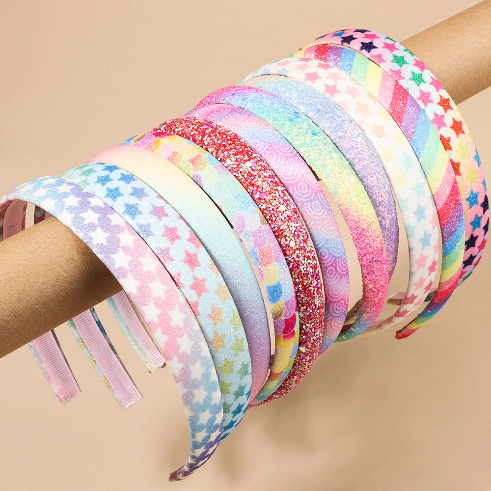 1Pcs New Girl Glitter Headband Cute Hairband Gradient Rainbow Love Star Headband Mermaid Kids Fashion Hair Accessories Gifts