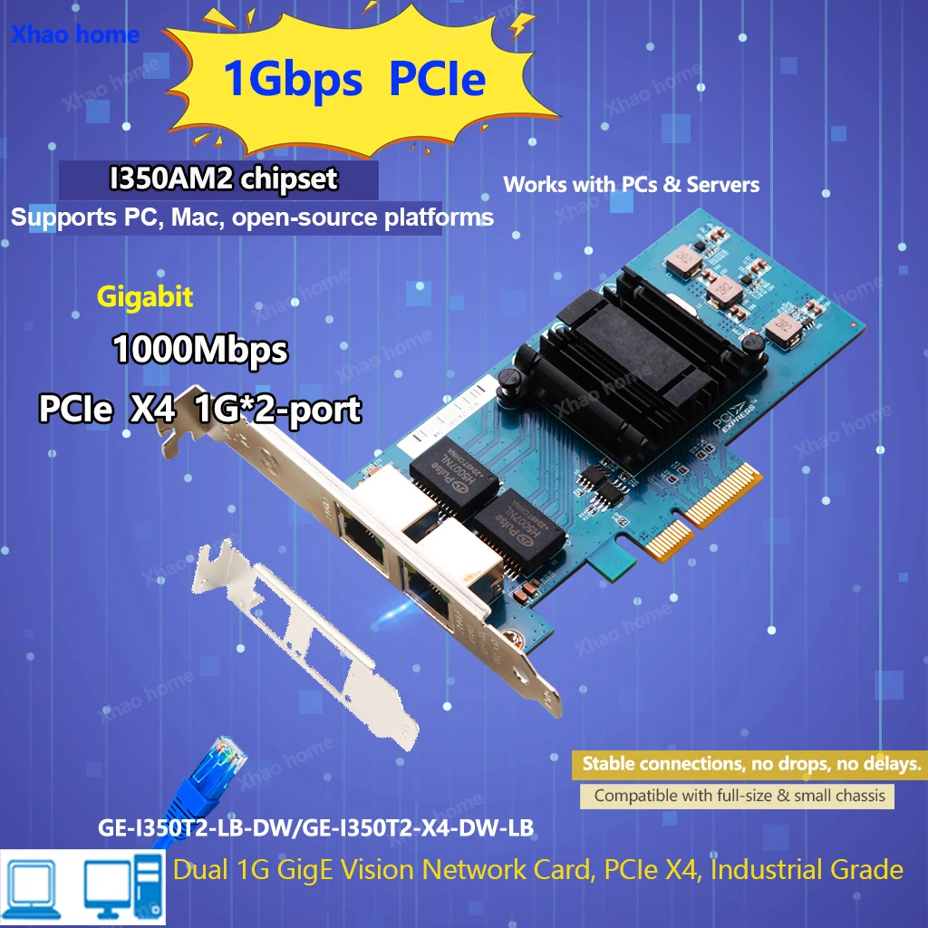 

2-портовая сетевая карта PCI Express X4 с двумя портами RJ45 NIC для чипа Intel I350AM2 10/100/1000 Мбит/с Gigabit Ethernet Lan Card ПК Настольный ПК