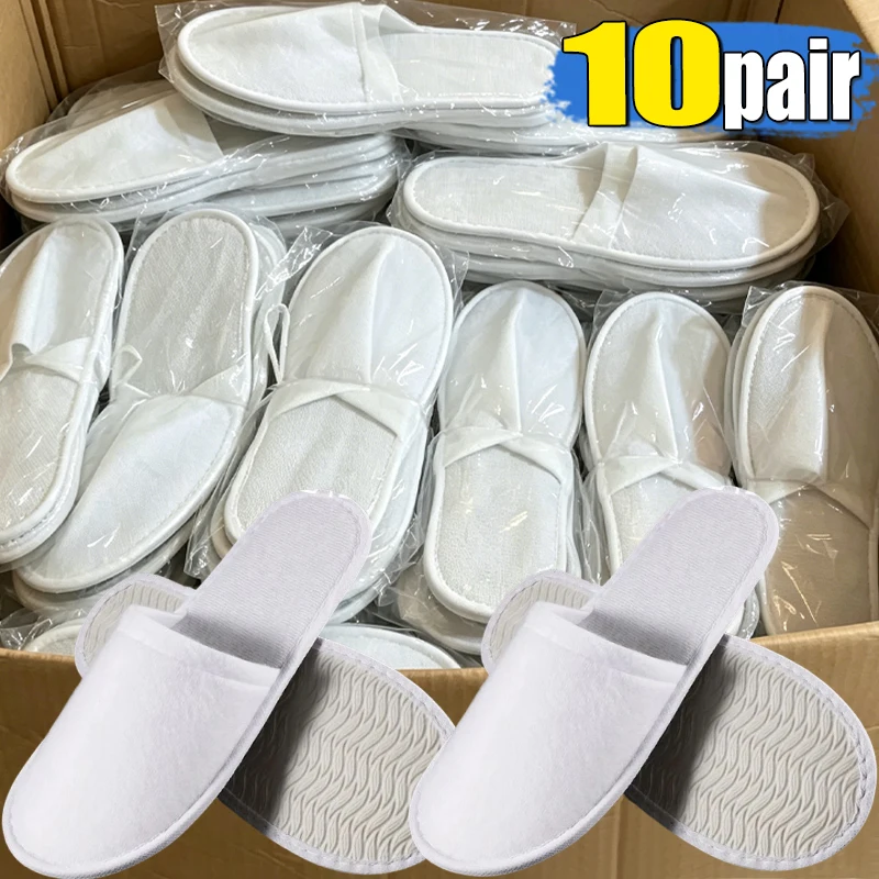 Disposable Anti-slip Thickened Head Cover Slippers for Hotel Unsiex Home Hosting Guests Brushed Plush Slippers Travel Essential