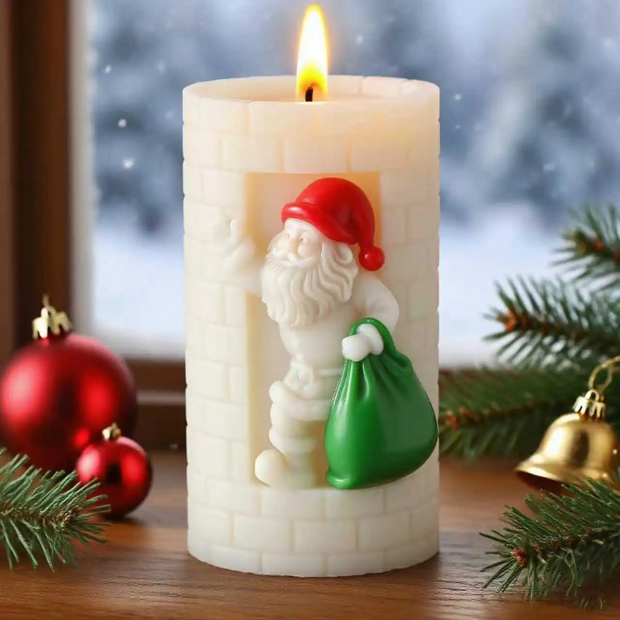 

​Santa Claus Relief Cylinder Silicone Mold for DIY Scented Candles Christmas Decorations Plaster Craft Home Decor Gift Making​