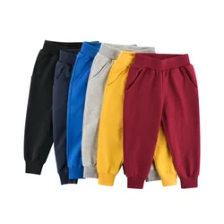 2025 cor sólida sweatpant para meninos outono novas meninas calças casuais de algodão crianças cintura elástica calças retas crianças