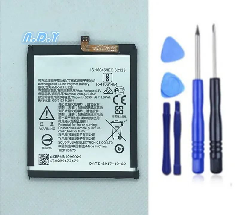 

Original HE328 3030mAh Battery For Nokia 8 nokia8 Li-ion Polymer Replacement Batteries Bateria + Free Tools