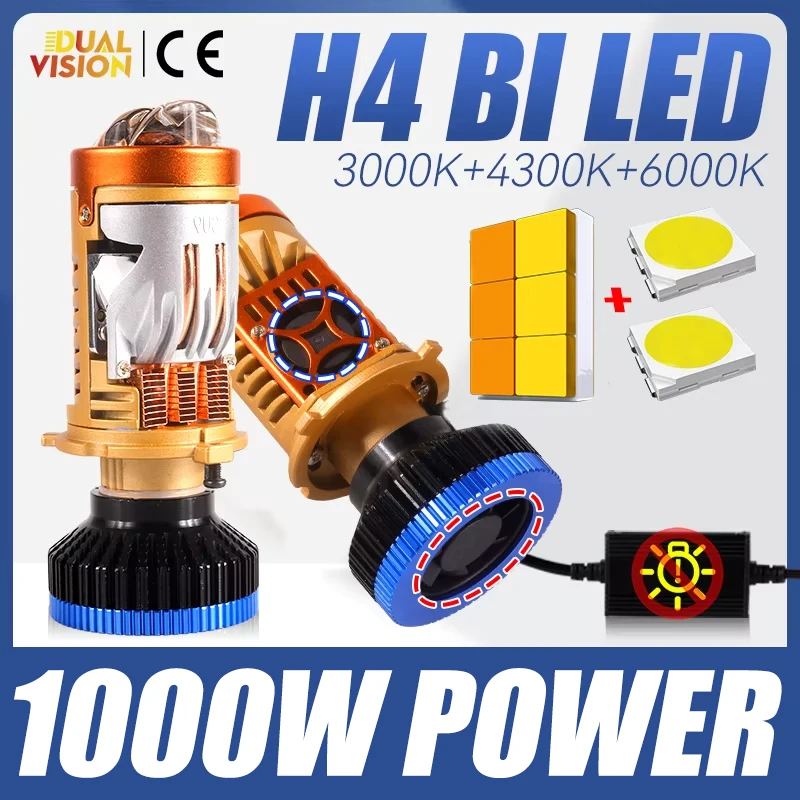 

1700W H4 Bi LED Projector Laser Lens Car Lights EMC Car Headlights Canbus No Error 3000K 4300K 6000K Low Beam High Beam 12V 24V