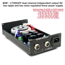 80w - LT1083 스태빌리볼트 선형 전원 공급 장치 음악 플레이어 DAC 헤드폰 튜브 프리앰프용 듀얼 그룹 전압 DC 5V 12V 24V