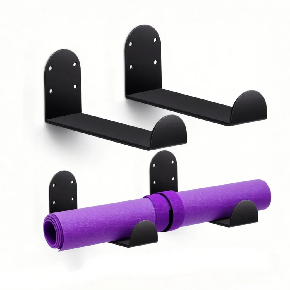 Yoga Mat Storage Rack Wall Mount Holder Exercise Mat Hanger Foam Roller Wall Hooks Gym Organizer for Hanging Fitness Bands Yoga