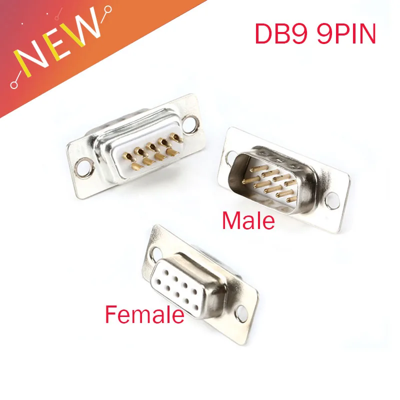 5 stücke/2 stücke db9 D-SUB 9 pin männlich weiblich standard lot typ 9 p stecker dip mount serielle port adapter 2 reihen db9 gold pin