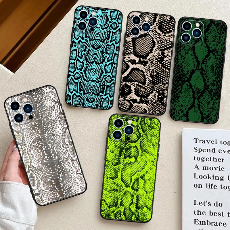 Snake Skin Print Phone Case For Samsung Galaxy S25 S24 S23 S22 S20 S21 Ultra S9 S10 Plus S25 FE Back Cover