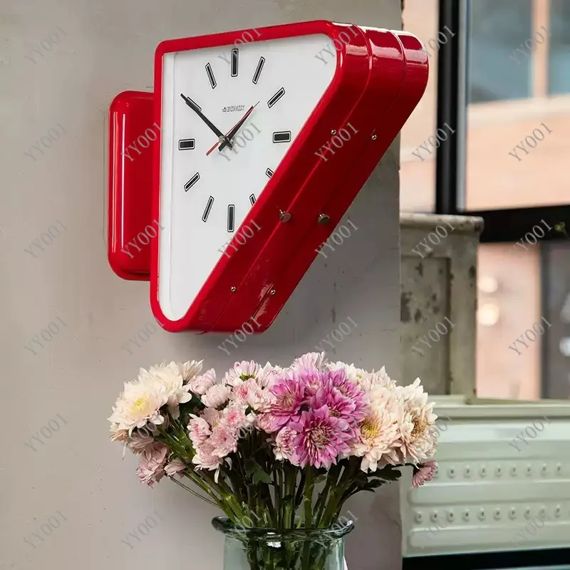 Modern Minimalist Double Sided Wall Clock Silent Triangle Decor Clock for Living Room Home Decor
