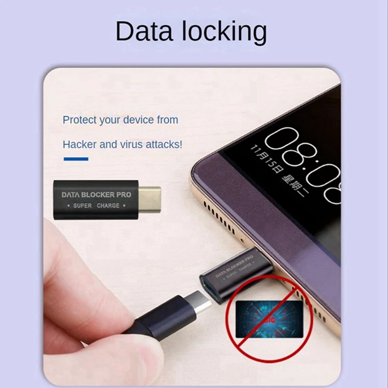 10Pcs USB Type-C Data Blocker Prevention Gender Change Connector USB-C Connector Adapter Accessory Kit For Blocking Data Sync