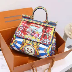 2024 Classic Women Frame Handbag Europe and America Printing Shoulder Messenger Totes Ladies Bags Bolsa Feminina Art Print