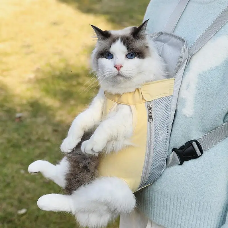 Pet Backpack For Cats Legs Out Cat Chest Carrier Head-Out Puppy Backpack Pet Front And Back Carrier For Small Dogs Cats Hiking