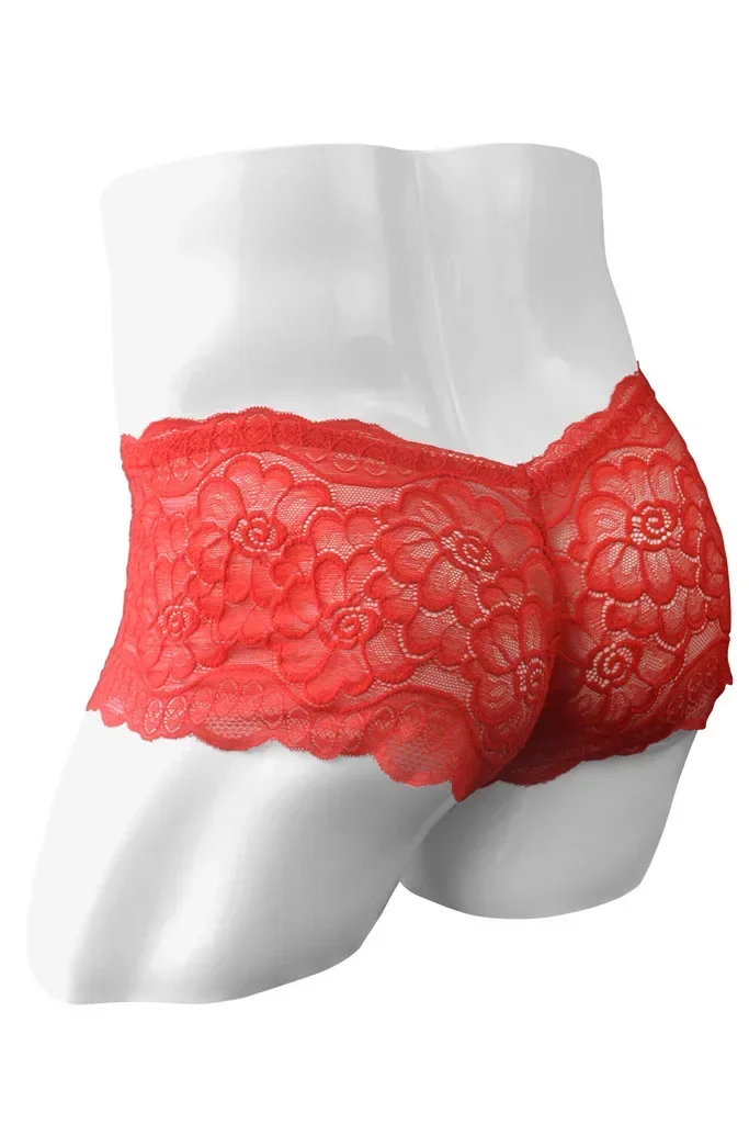 الدانتيل بوكسي الملابس الداخلية للرجال مثير U محدب الحقيبة سراويل بوكسر كروسدرينج رقيقة جدا شفافة الملابس الداخلية سيسي الاباحية Underpant