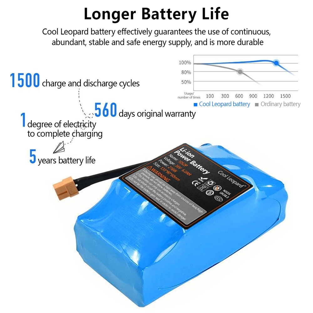 Hover Board Battery 36v 10s2p 6000mAh Lithium Battery Pack for Electric Scooter Twist Car Batt 36v 6.0Ah Rechargeable Battery