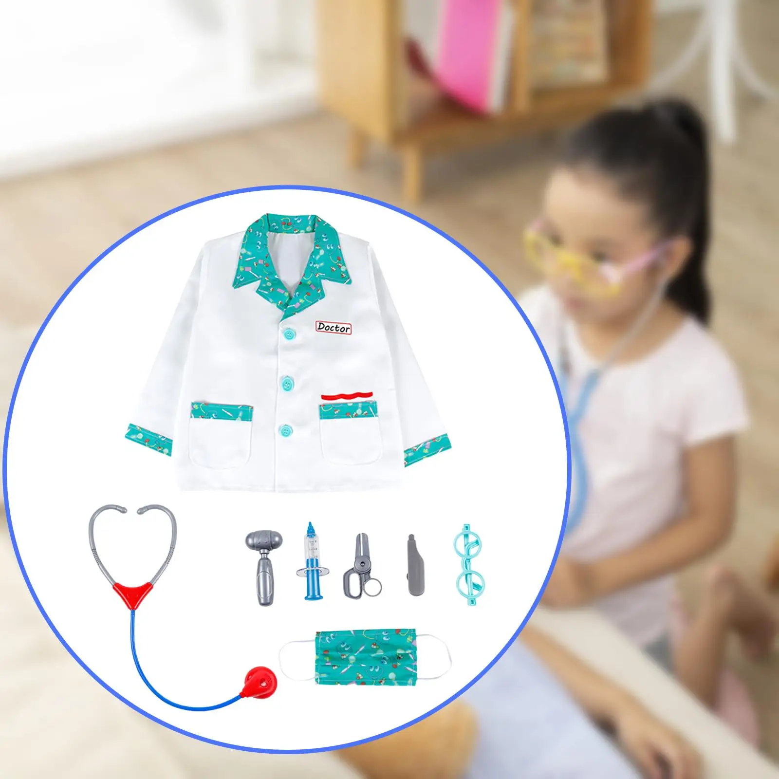 

Kids Doctor Costume Children Halloween Roles Play for with Mask Toys 3-8 Years Old Child Photo Props Themed Party Fancy Dress