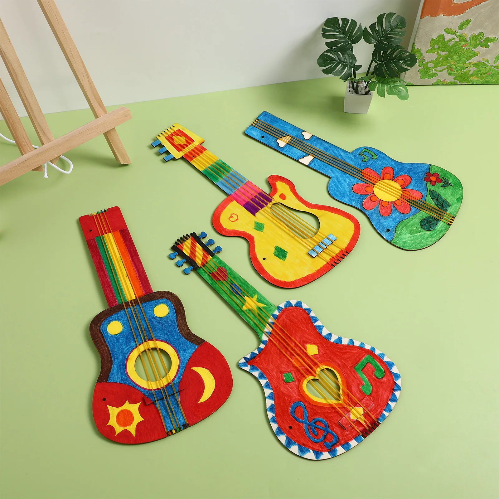 

8 Pcs Wooden Guitar Unfinished Cutouts Blank Shapes Craft Supplies DIY Decorations Poplar Cardboard Unpainted Musical