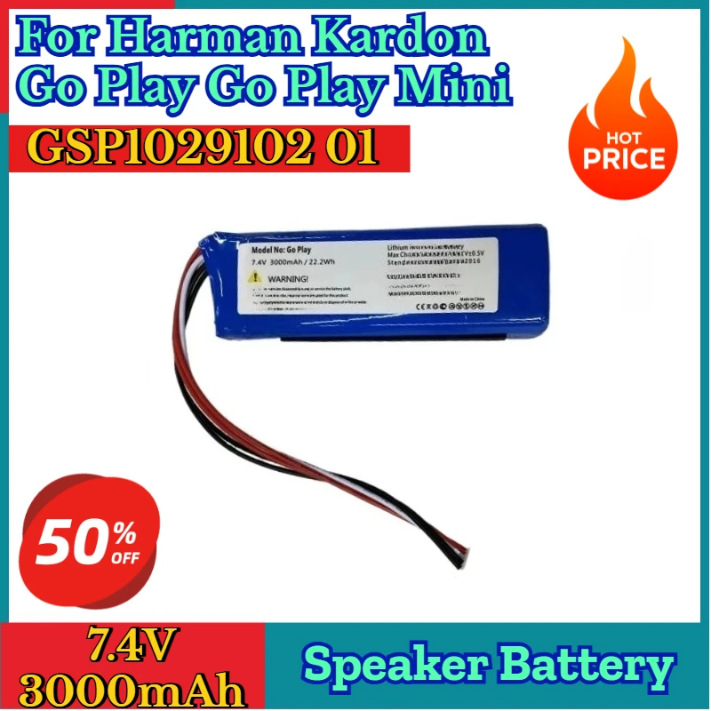

New Replacement Rechargeable Battery 7.4V 3000mAh GSP1029102 01 for Harman Kardon Go Play Go Play Mini