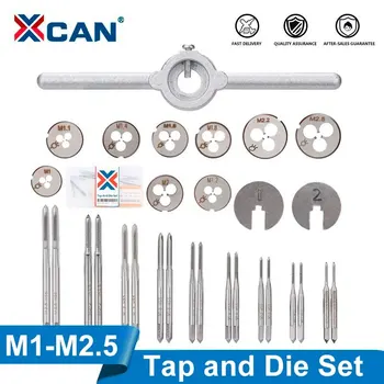 XCAN M1-M2.5 메트릭 탭 및 다이 세트, 미니 NC 나사 스레드 플러그 탭, HSS 스틸 핸드 나사 탭, 다이 렌치 세트, 수공구