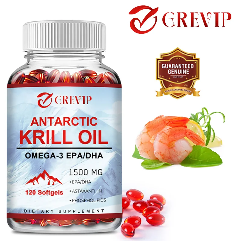 

Antarctic Krill Oil Supplement - 1500 Mg Per Serving - EPA, DHA Absorption Supports Heart, Brain, Joint and Bone Health